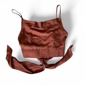 Joie Rust Smocked Crop Top